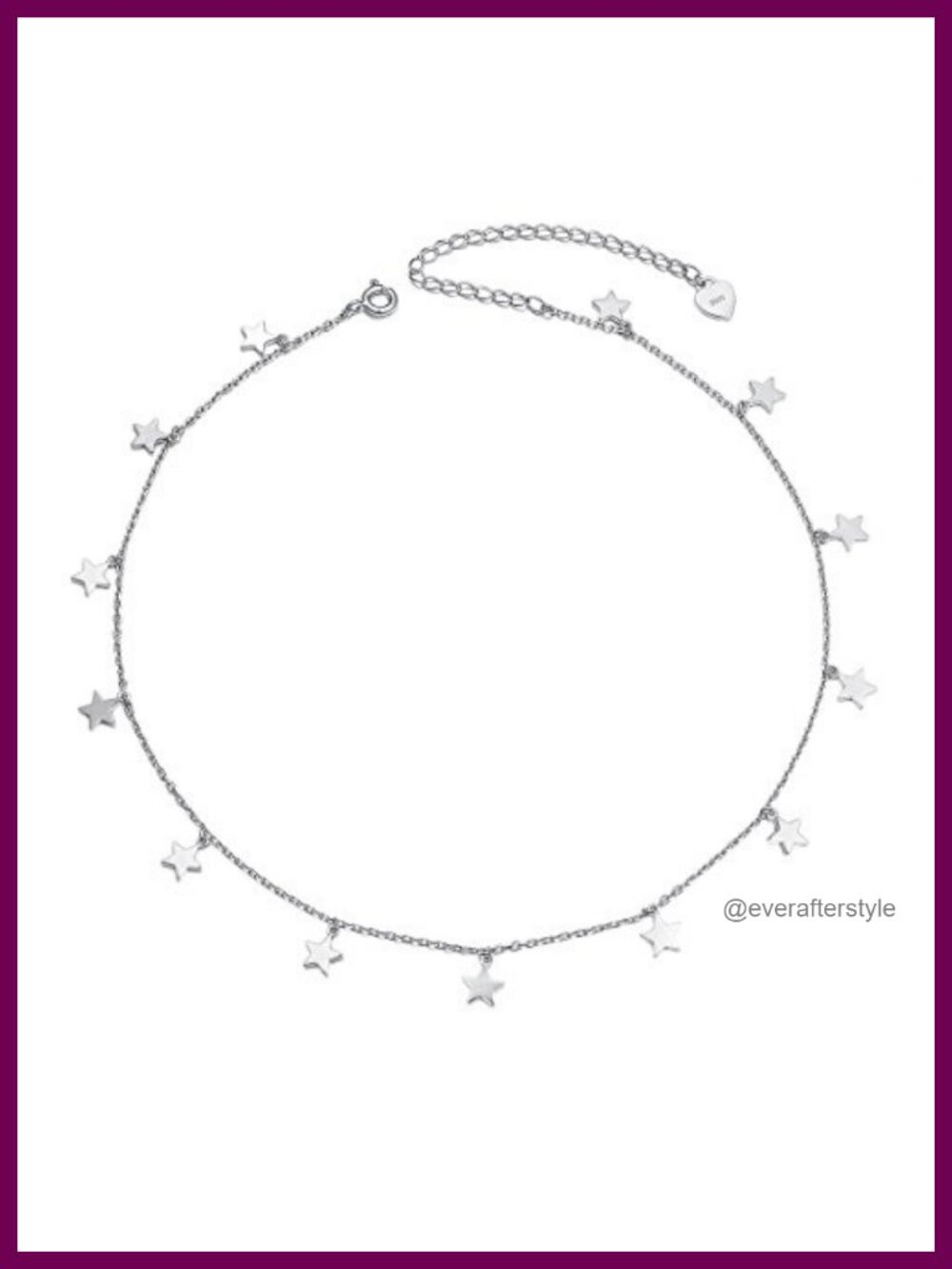 Sterling Silver Star Choker Necklace with Extender